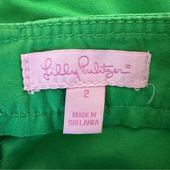 Lilly Pulitzer Kelly Green Button Pocket Cotton Skirt, Size 2 - Picture 3 of 6